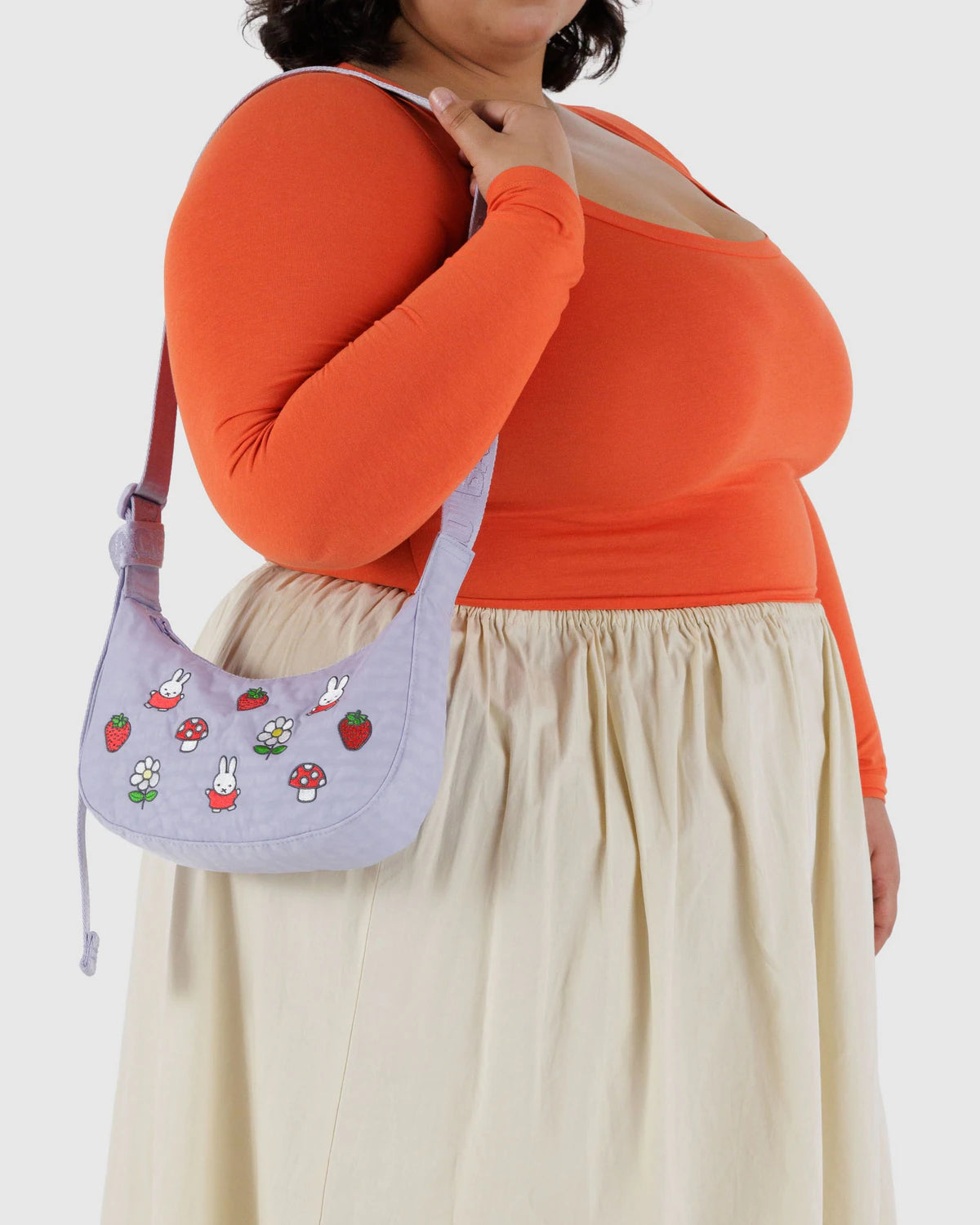 Small Nylon Crescent Bag -  Embroidered Miffy