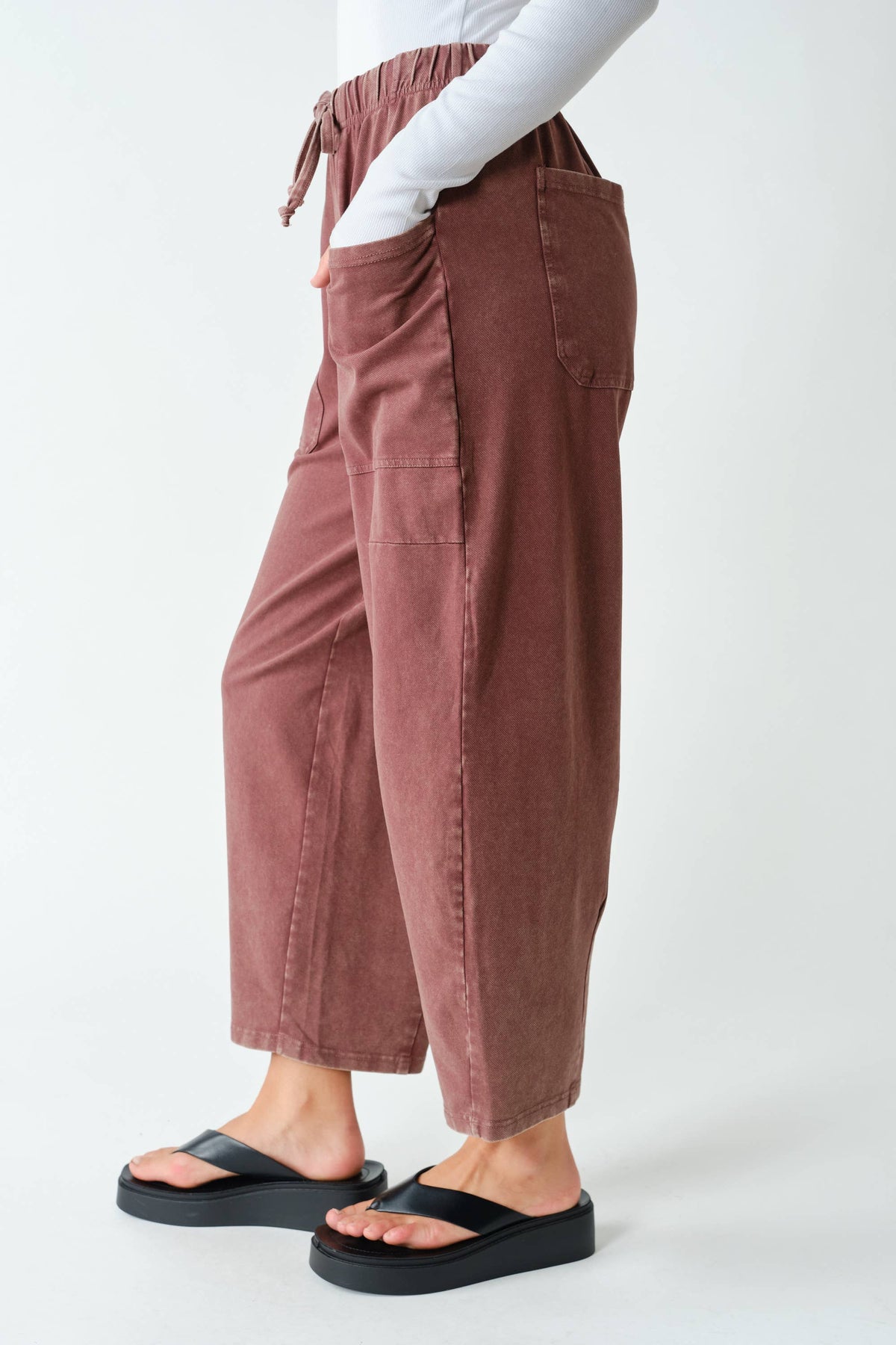 Vintage Wash Utility Barrel Leg Pants