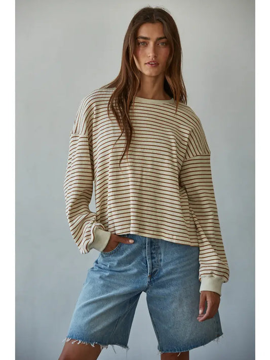 Half TIme Striped Long Sleeve Knit