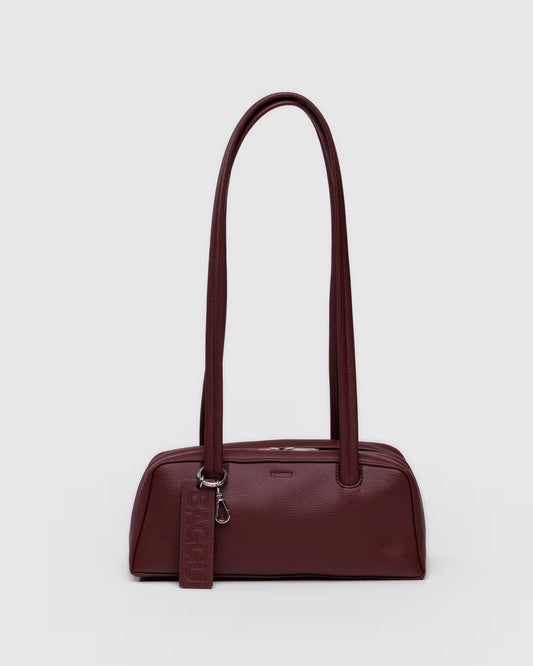 Small Recycled Leather Bowler Bag (Mahogany)
