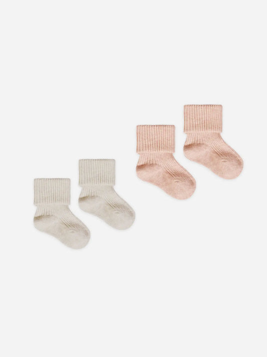 Melange Socks || Oatmeal, Rose