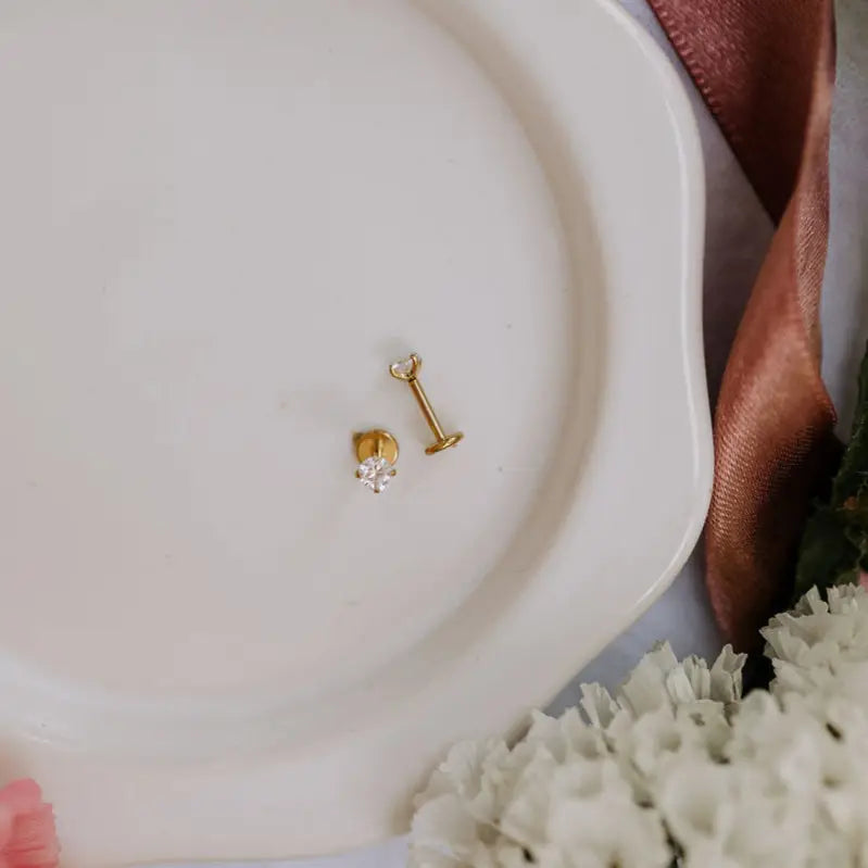 Diamond Flat Back Studs (Gold)