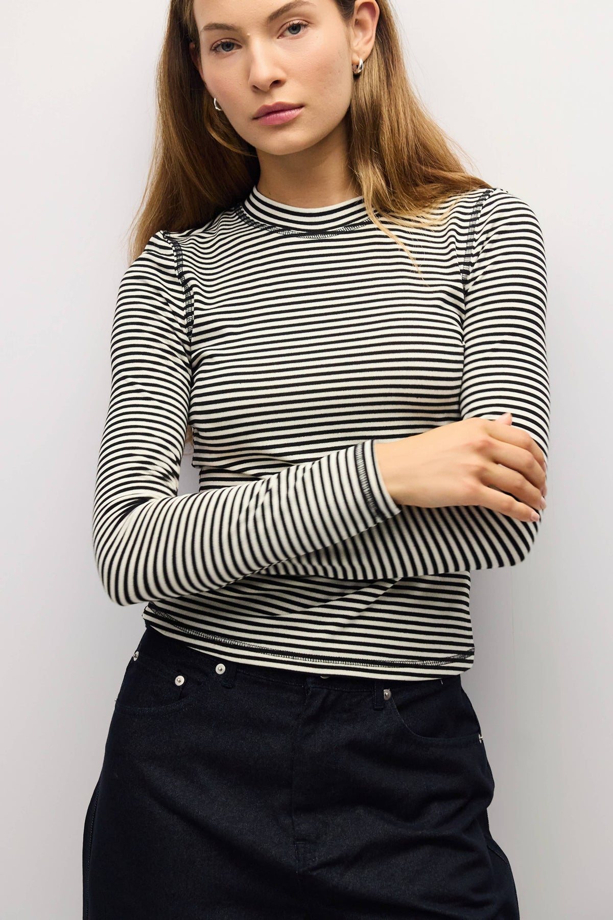 Black + Cream Striped Perry Top