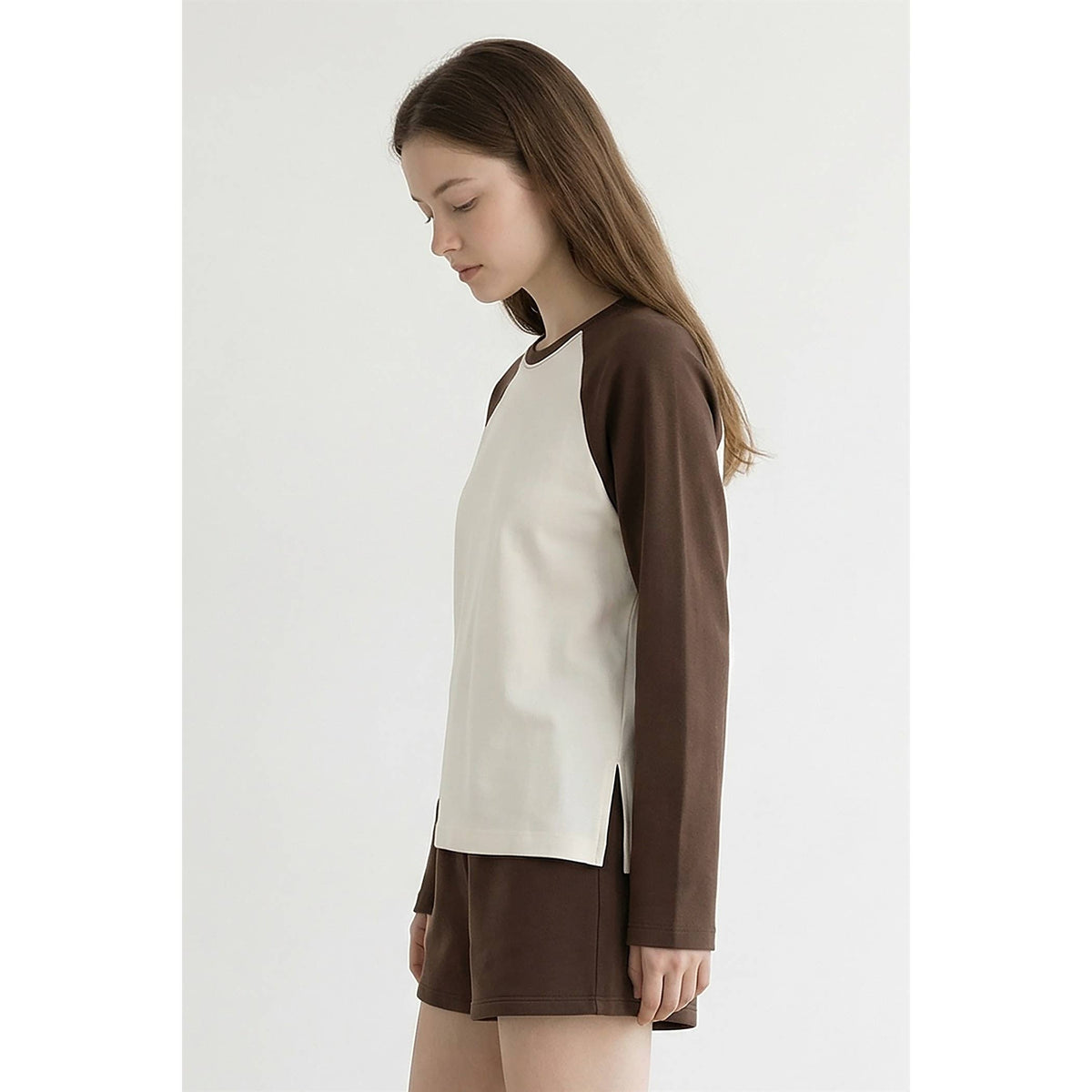 Brown + Cream Retro Raglan Tee