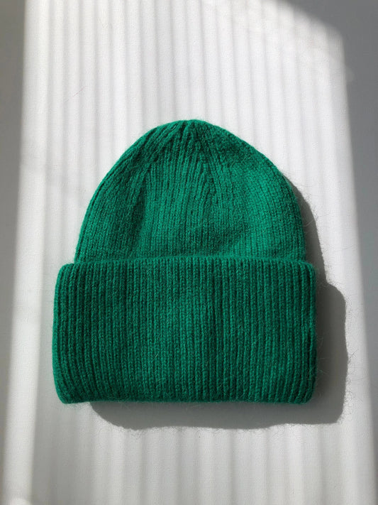 Royal Angora Wool Beanie - Emerald Green