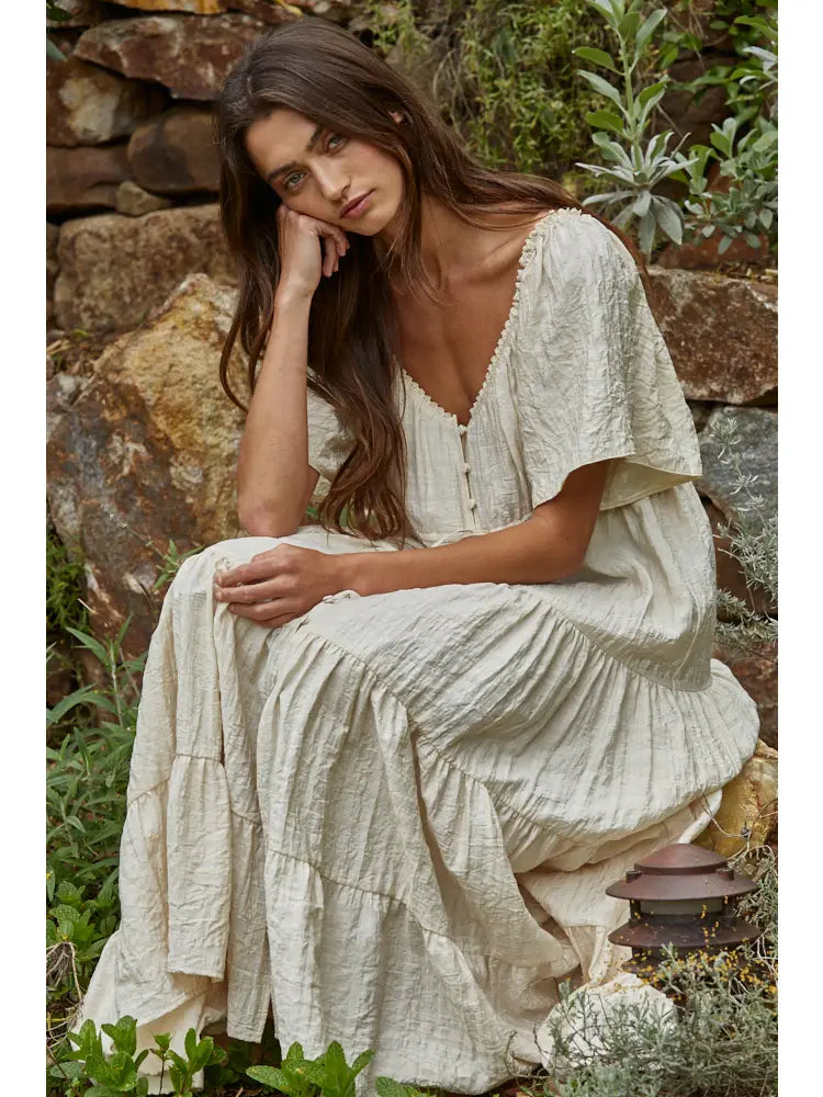 Chelles Buttondown Tiered Maxi Dress