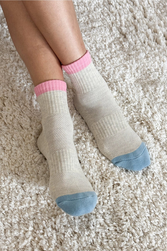 Color Block Girlfriend Socks (Grey Pink)