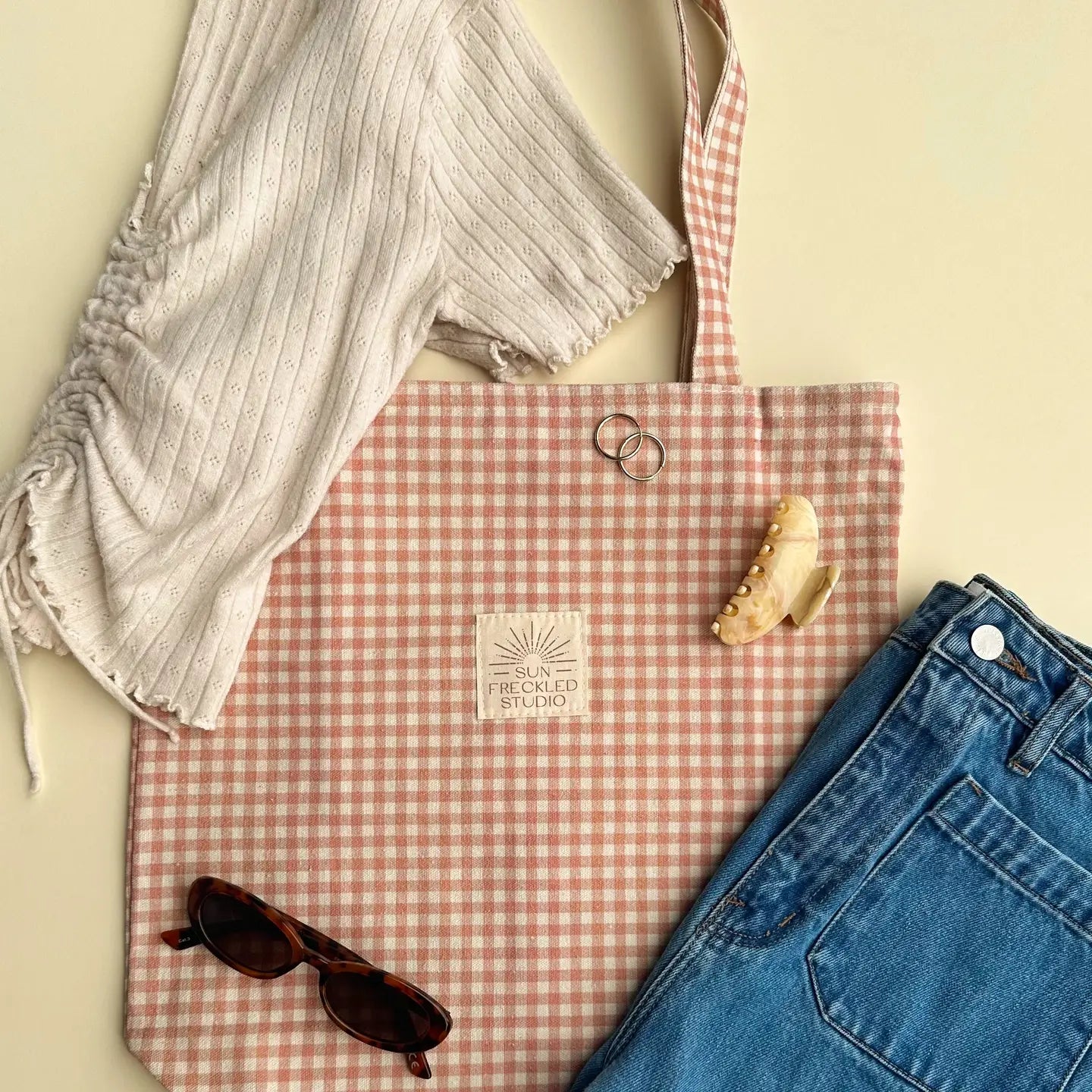 Chai Gingham Tote Bag