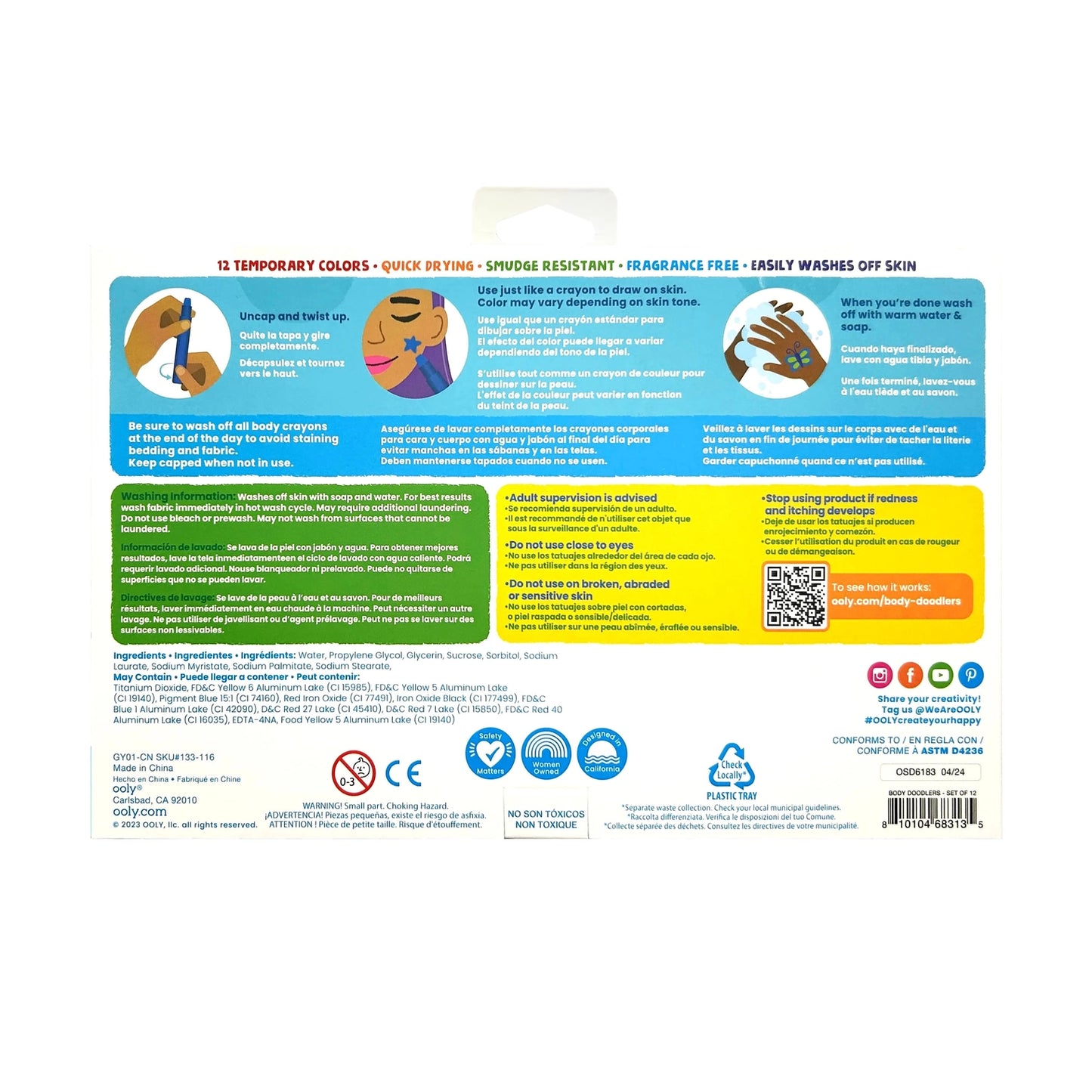 Body Doodlers: Face & Body Crayons (Set of 12)
