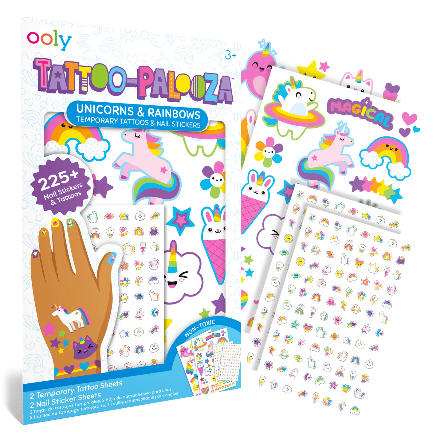 Tattoo Palooza: Temporary Tattoos & Nail Stickers - Unicorns & Rainbows m