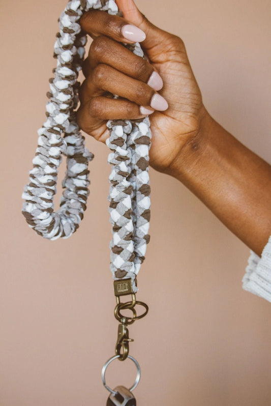 Brown Checkered Lanyard