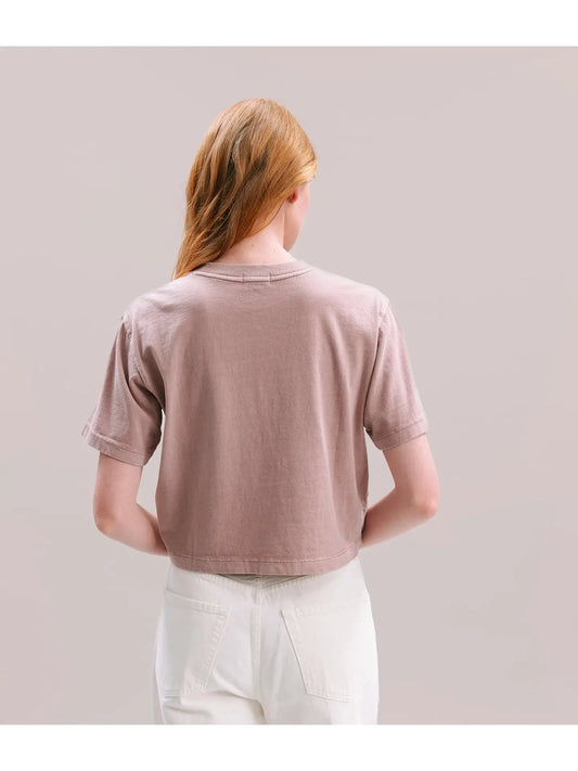 Womens Relaxed Crop Tee - Pigment Dye Jersey - Soft Mauve