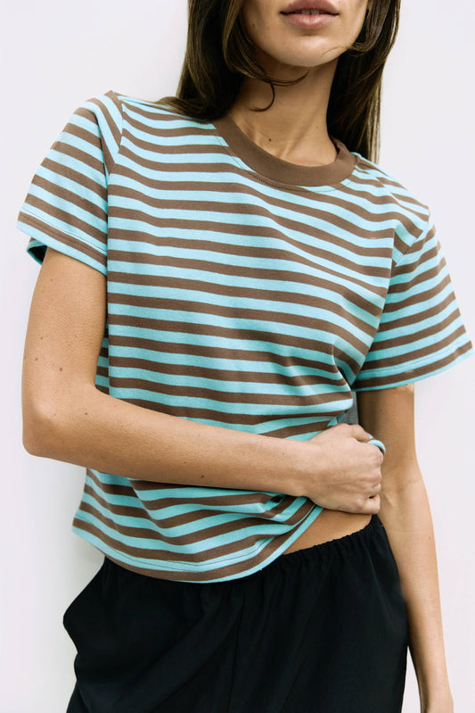 The Cooper Top - Teal/Brown