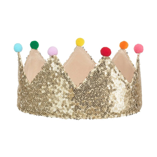 Gold Sequin Pom Pom Crown (3-10 Years)