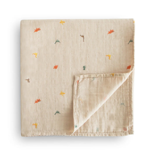 Organic Cotton Muslin Swaddle Blanket (Dinosaurs)