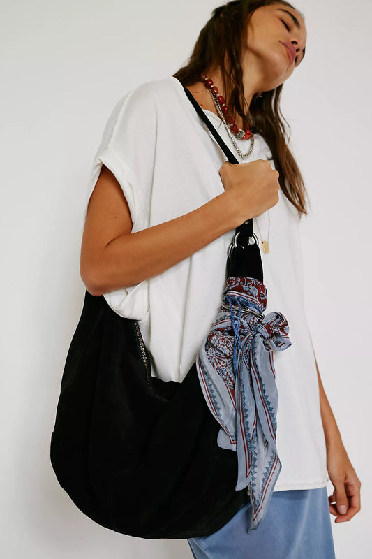 Roma Suede Tote Bag (Black)