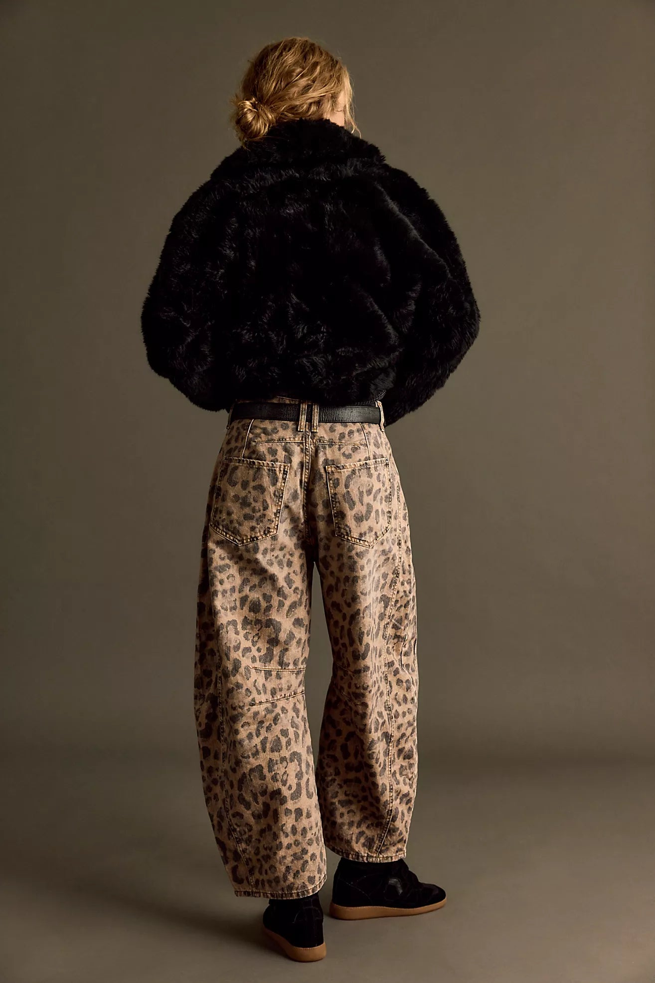 We The Free Good Luck Printed Barrel Jeans (Brown Sugar Combo)