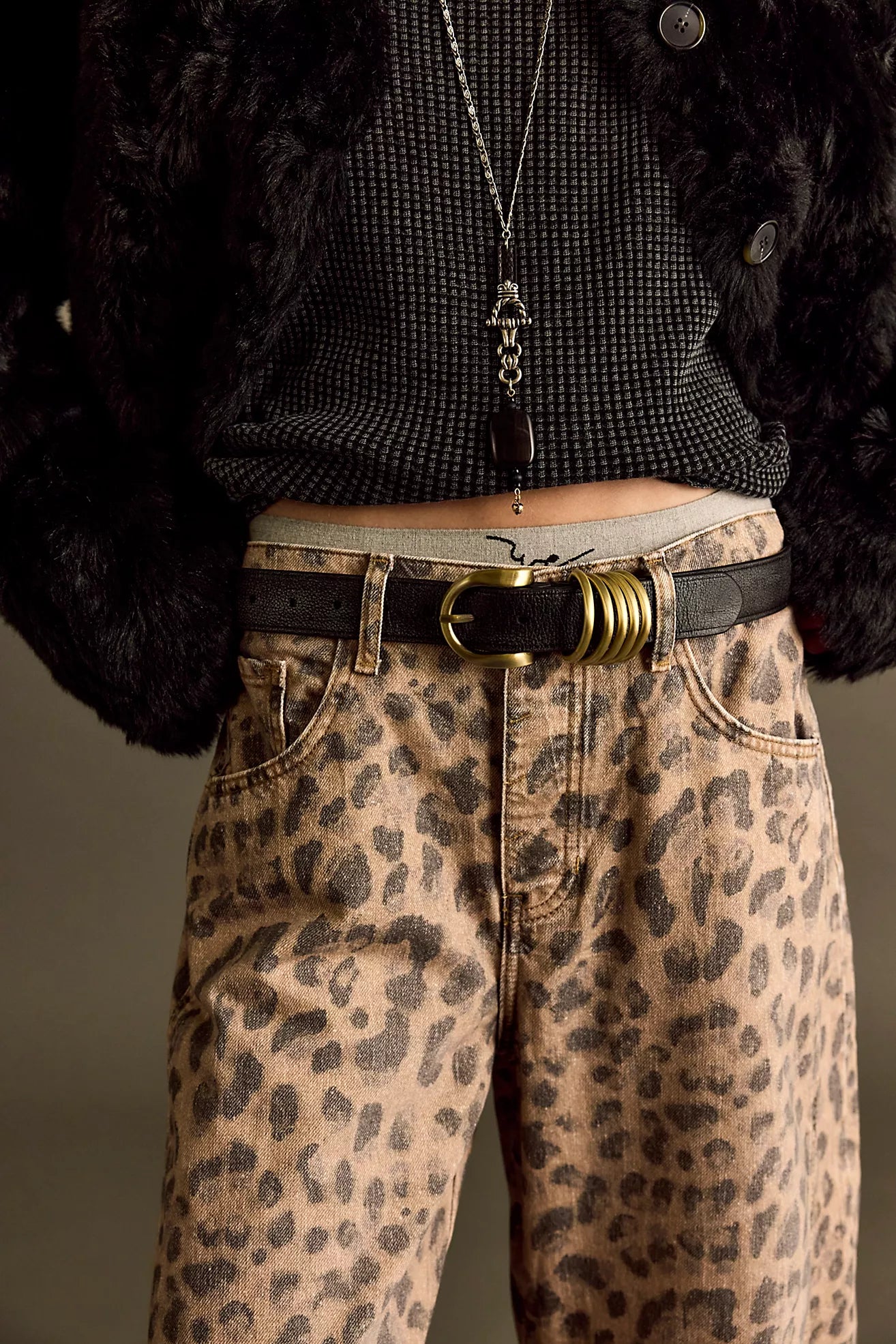 We The Free Good Luck Printed Barrel Jeans (Brown Sugar Combo)