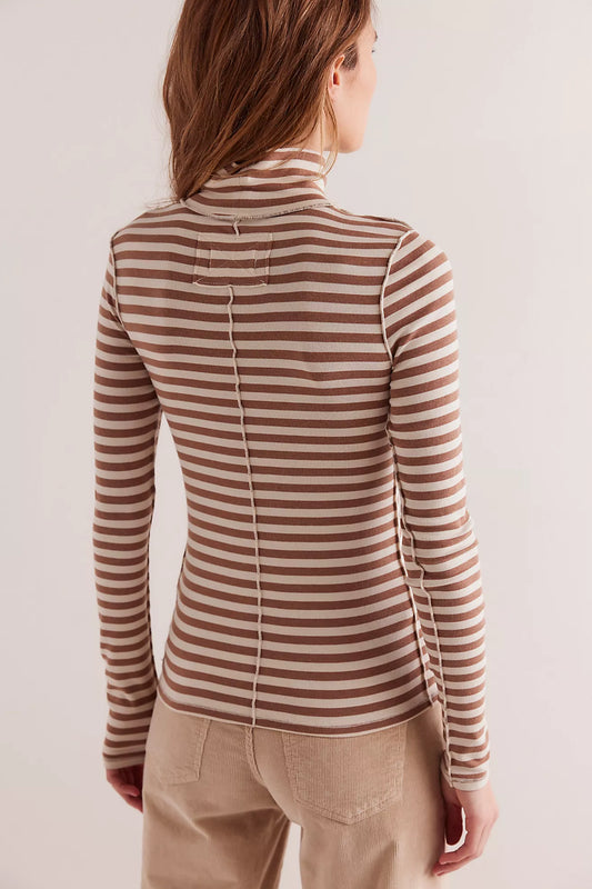 We The Free Good Good Stripe Turtleneck (Otter/Tea)