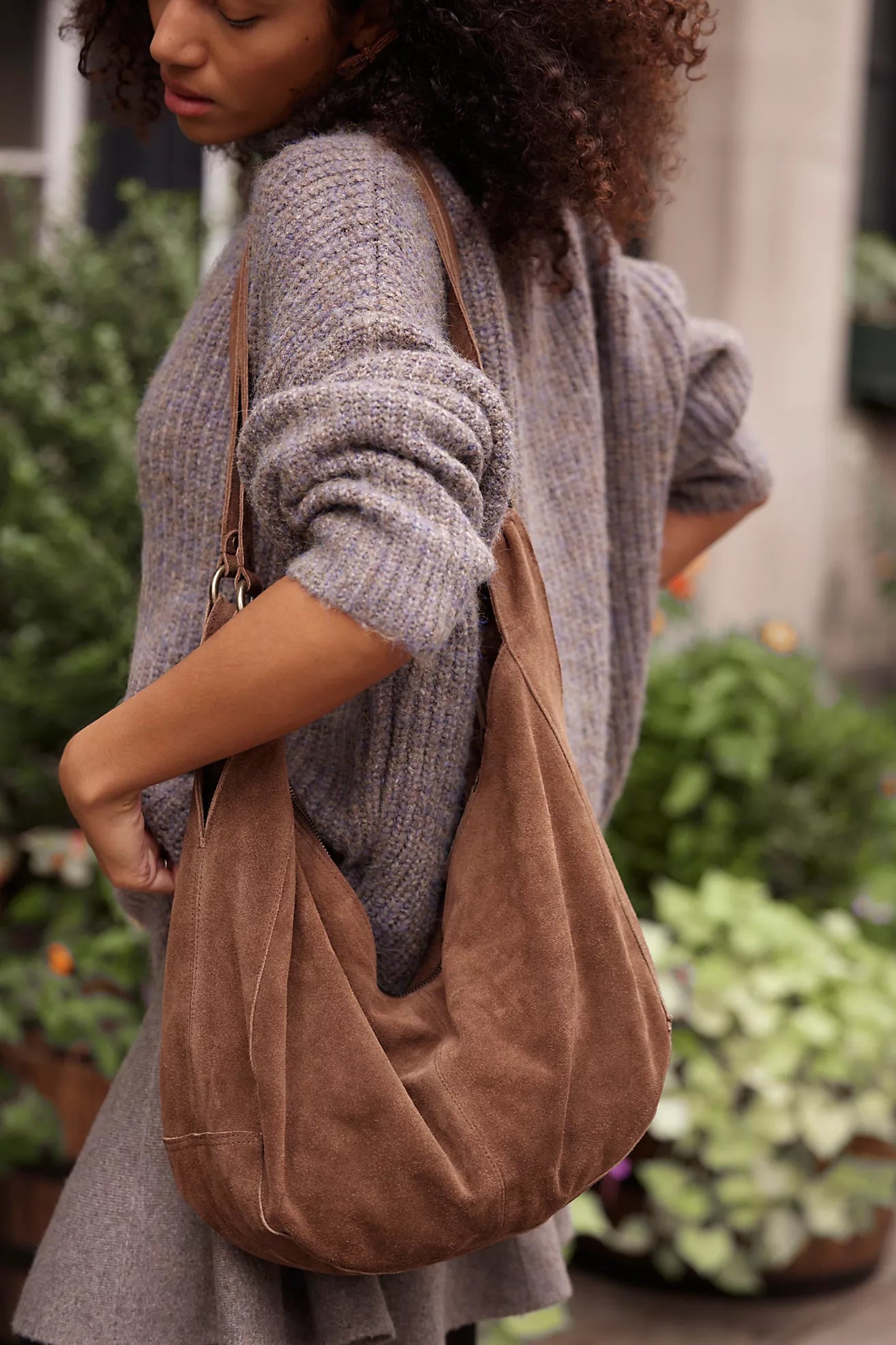 Roma Suede Tote Bag (Coconut Shell)