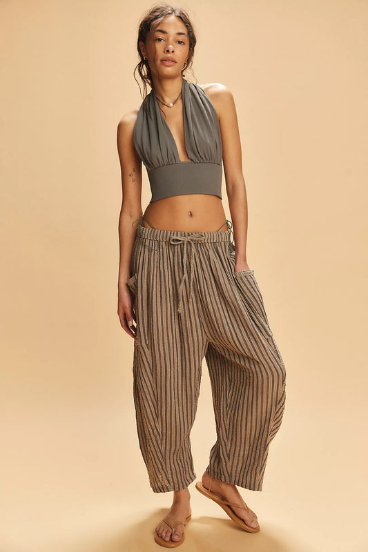 Quinn Striped Pants (Charcoal)