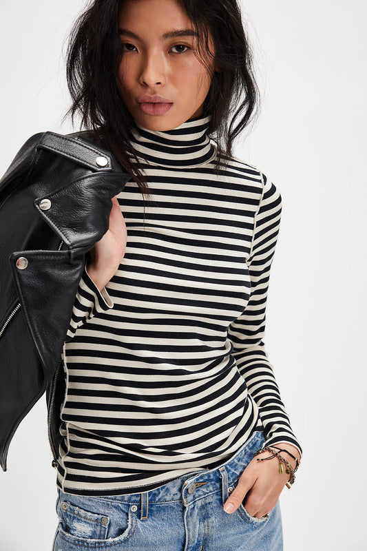 We The Free Good Good Stripe Turtleneck (Black Combo)