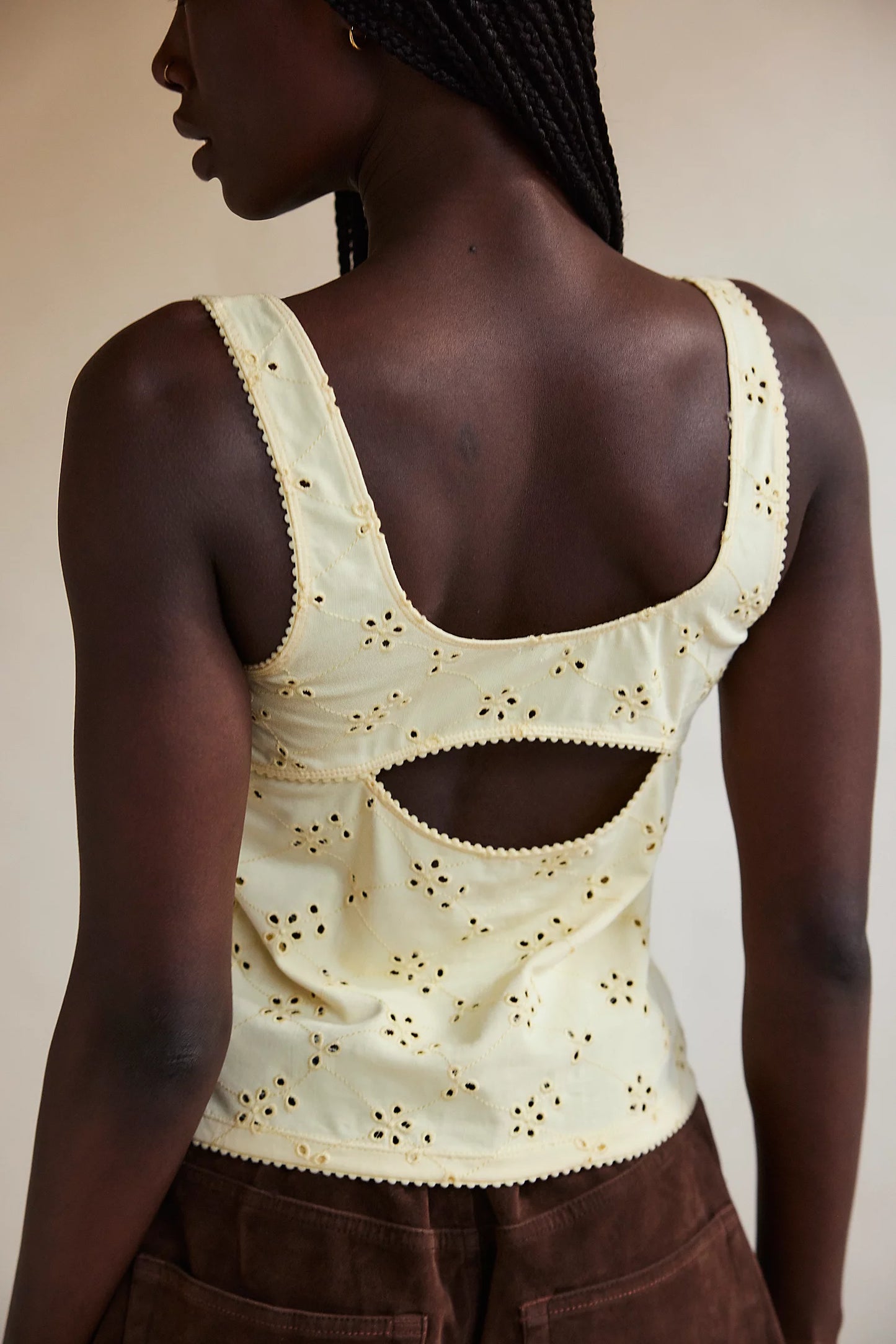 Full Bloom Cotton Eyelet Cami - Banana Cream