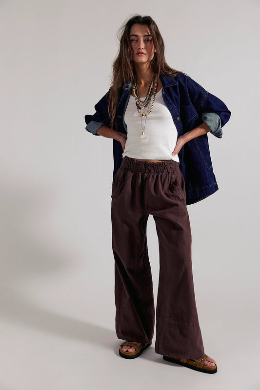 Double Espresso Day's End Linen Pull-On Pants