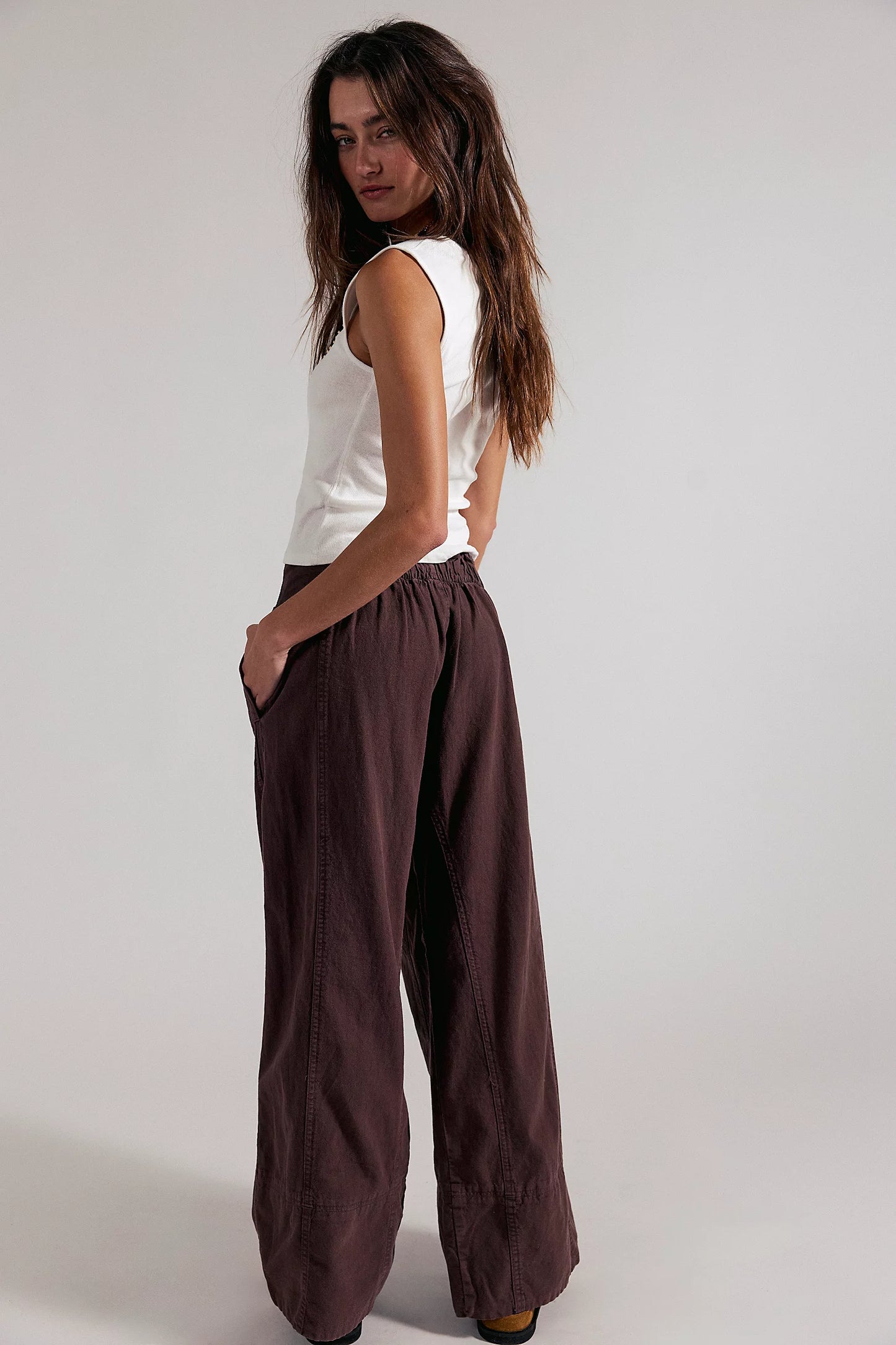 Double Espresso Day's End Linen Pull-On Pants
