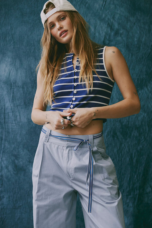 Tilly Striped Vest - Navy Combo