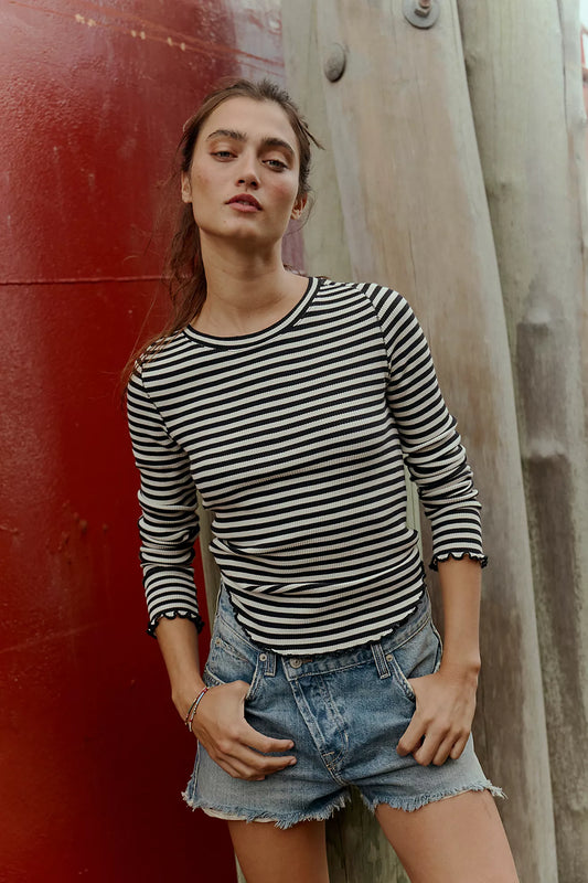 We The Free Easy Does It Striped Tee - Black and White Combo
