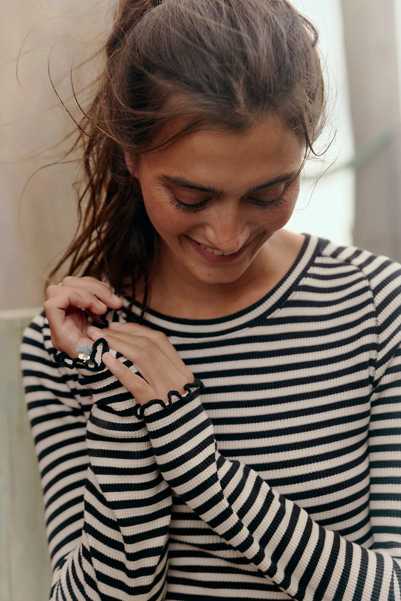 We The Free Easy Does It Striped Tee - Black and White Combo