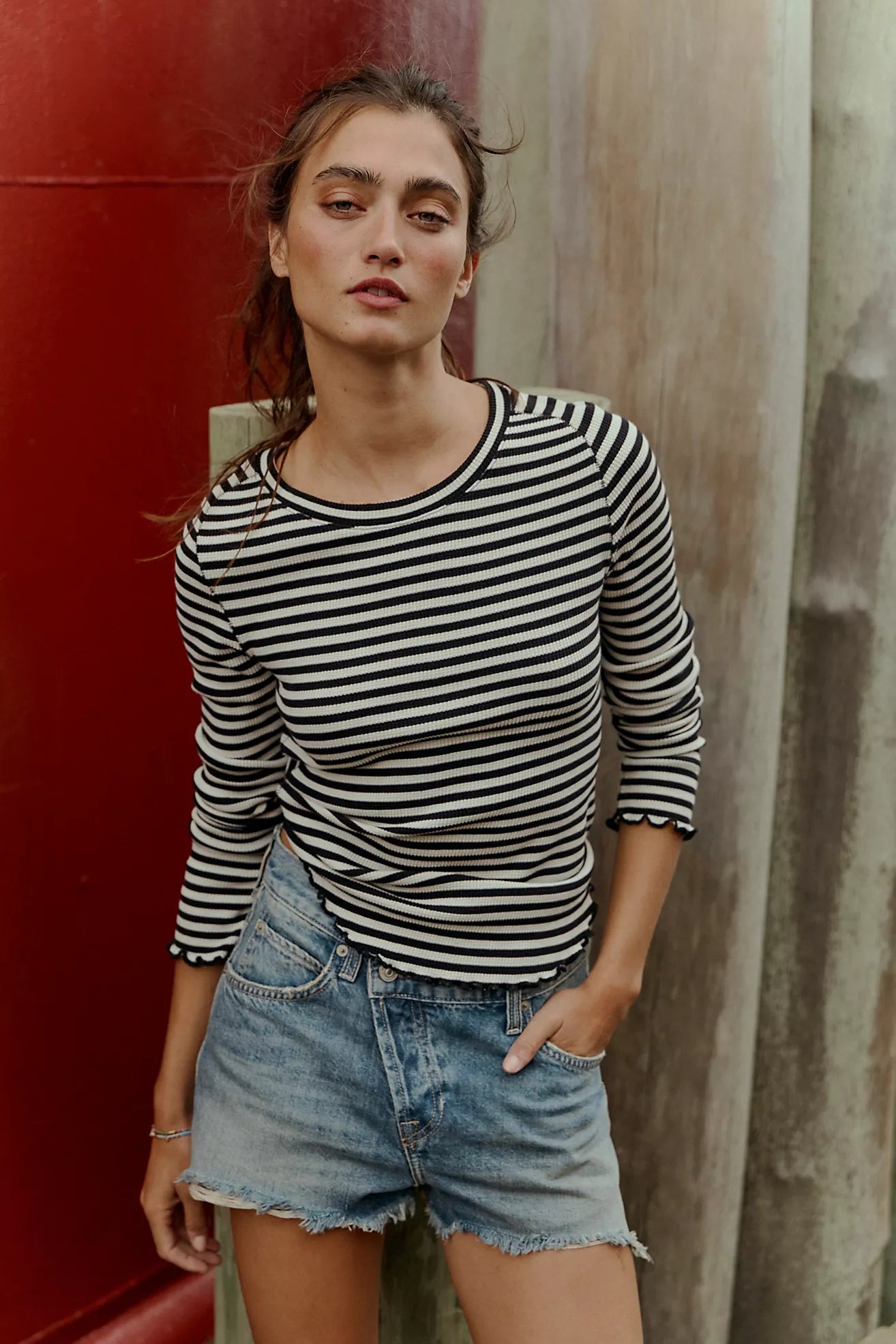 We The Free Easy Does It Striped Tee - Black and White Combo