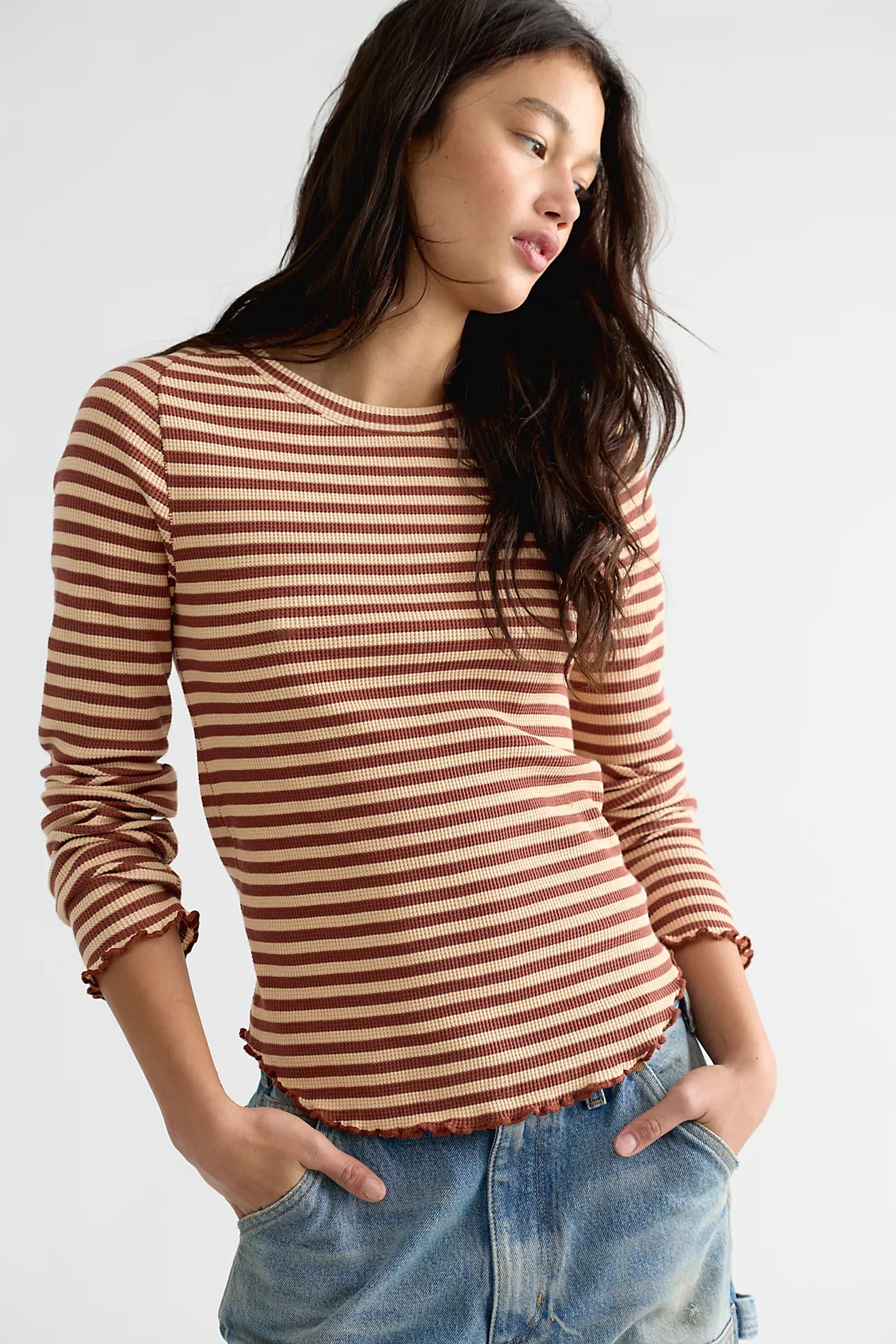 We The Free Easy Does It Striped Tee - Brown Combo