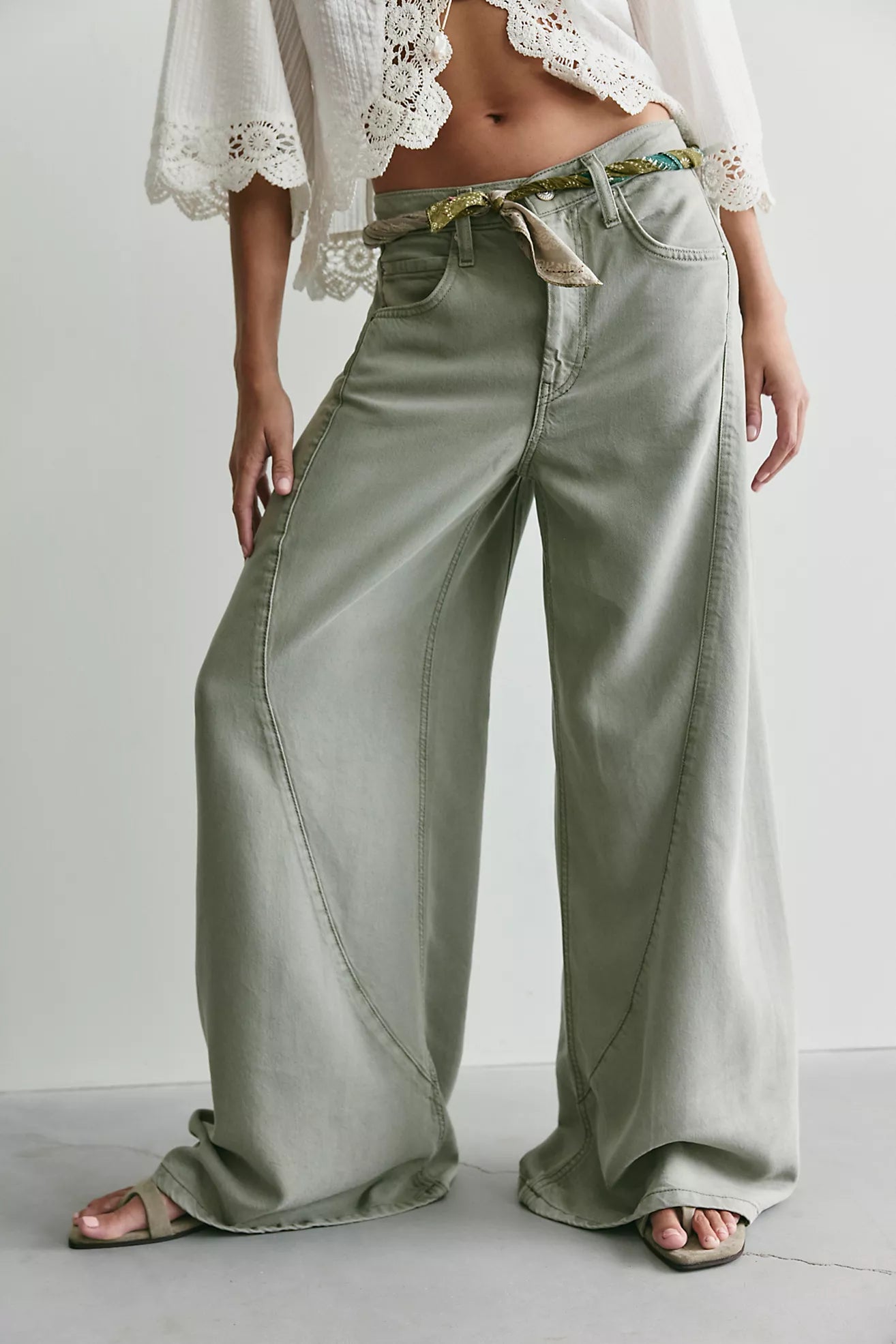 We The Free Haven Twisted Wide-Leg Jeans - Seagrass