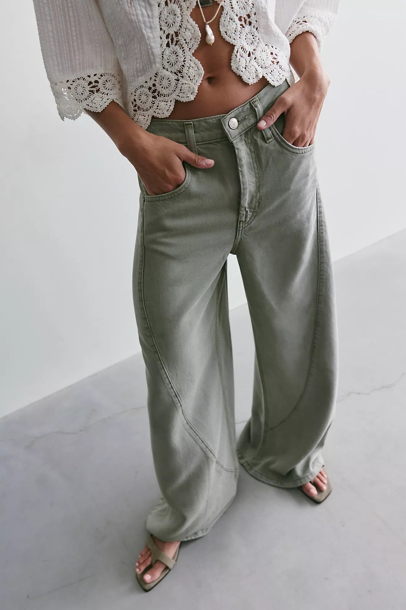 We The Free Haven Twisted Wide-Leg Jeans - Seagrass