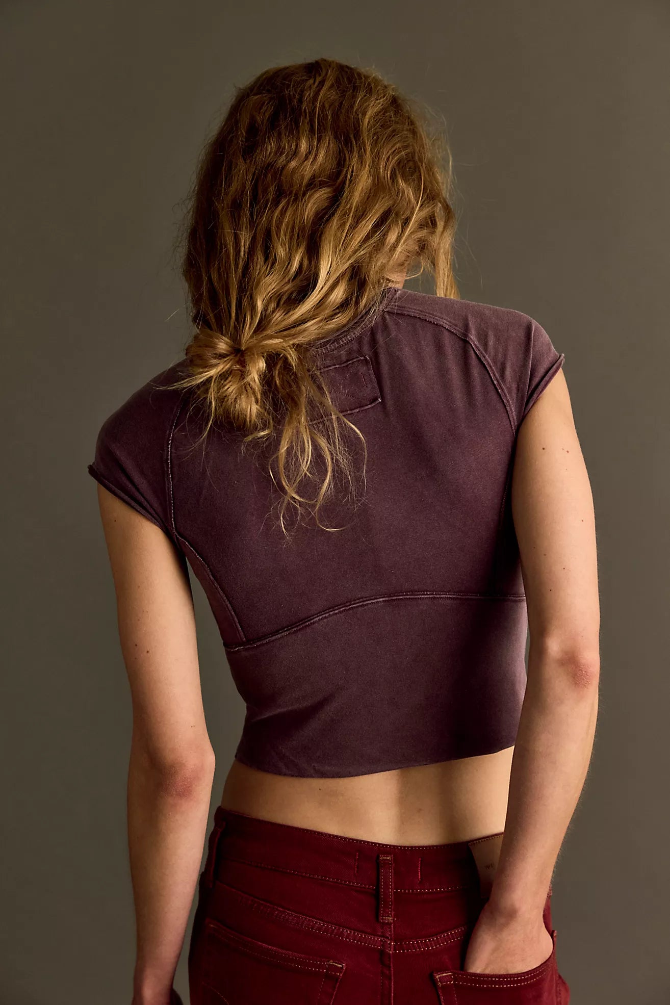 We The Free Protagonist Cropped Cap Sleeve Tee - Vintage Grape