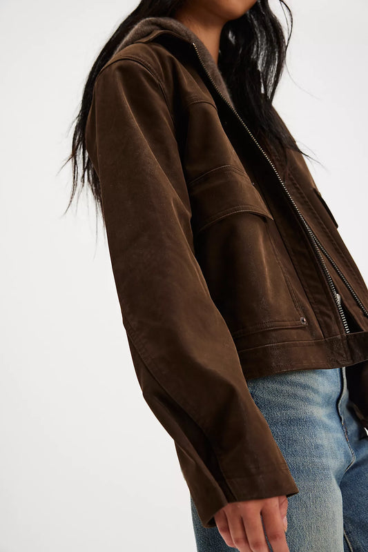 We The Free Blair Vegan Suede Jacket - Chocolate Torte