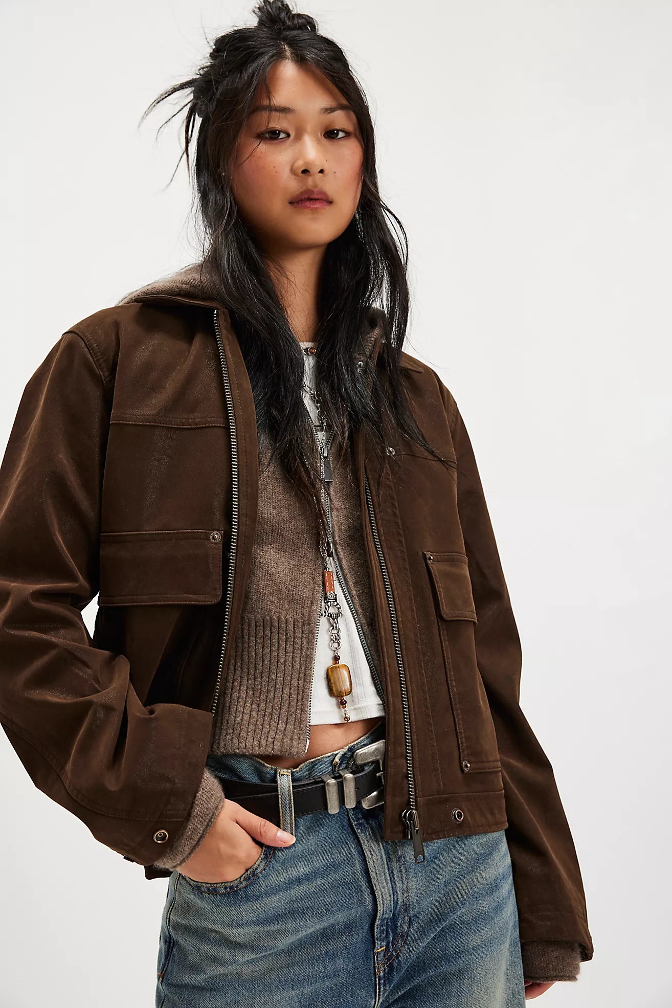 We The Free Blair Vegan Suede Jacket - Chocolate Torte