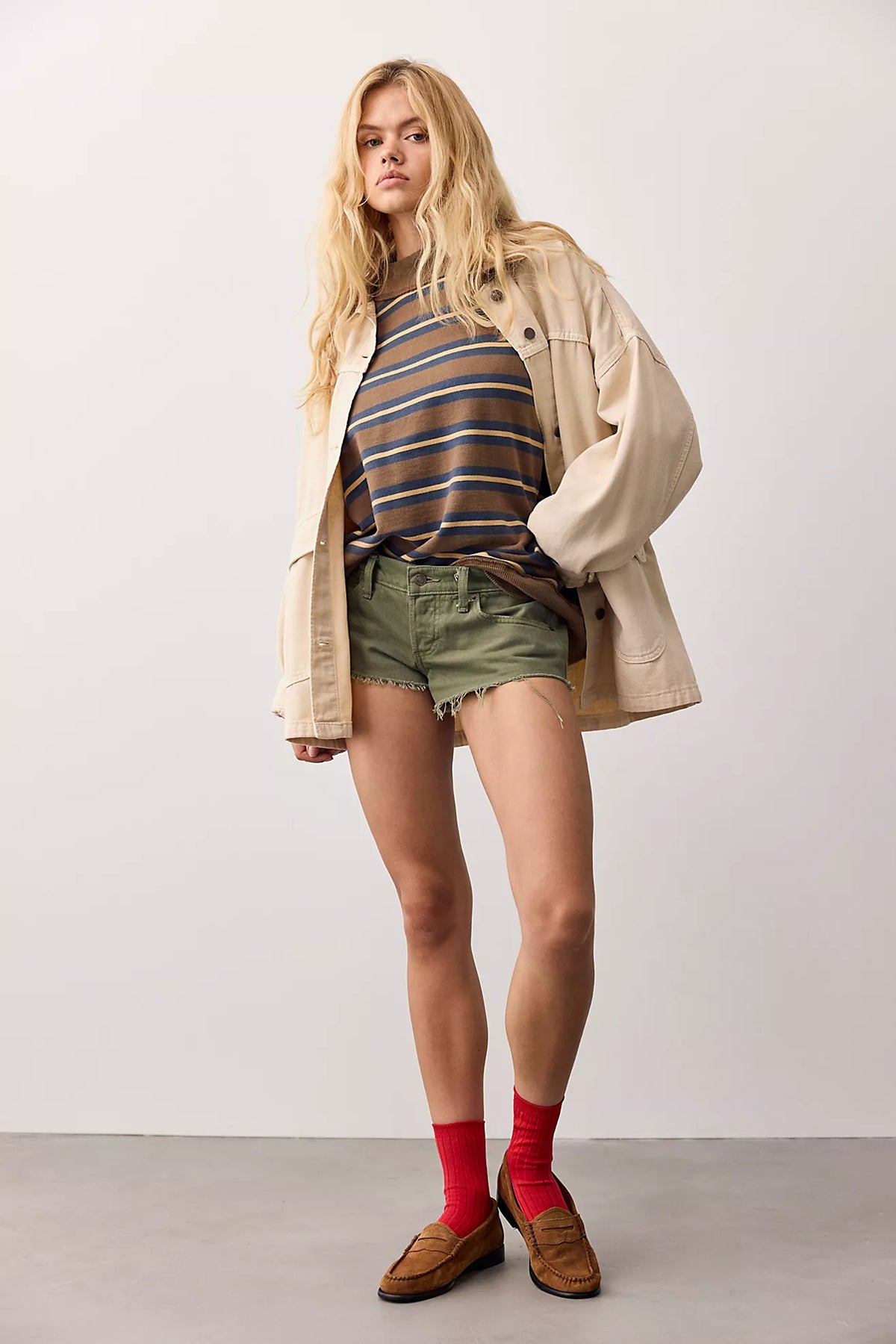 Palm Springs Striped Pullover - Army Combo