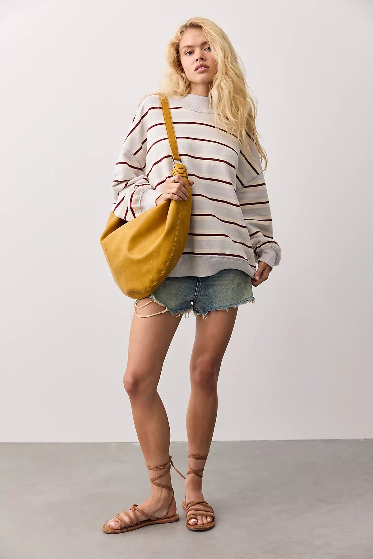 Palm Springs Striped Pullover - Washed Blue Combo