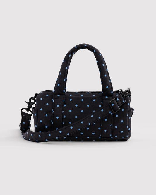 Black And Sky Blue Micro Dot Small Nylon Duffle Bag