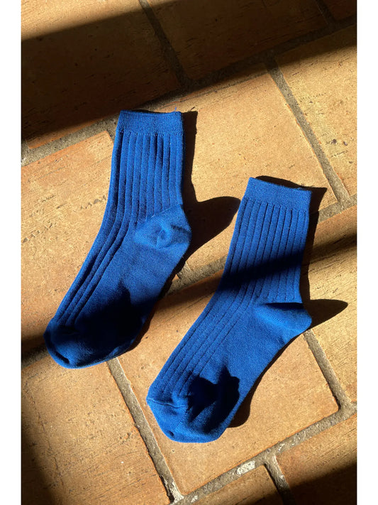 Her Socks - Mercerized Combed Cotton Rib | Cobalt