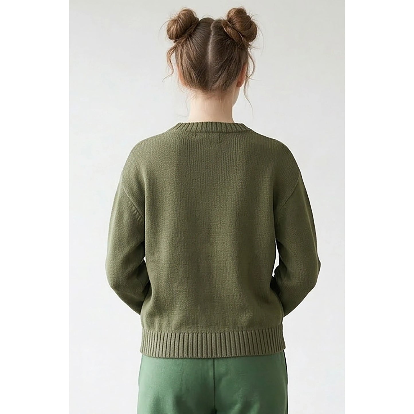 Olive 100% Cotton Basic Sweater
