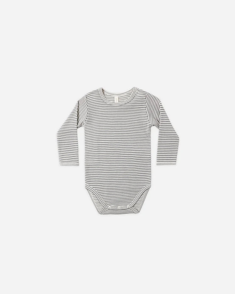 Waffle Long Sleeve Bodysuit Midnight Microstripe