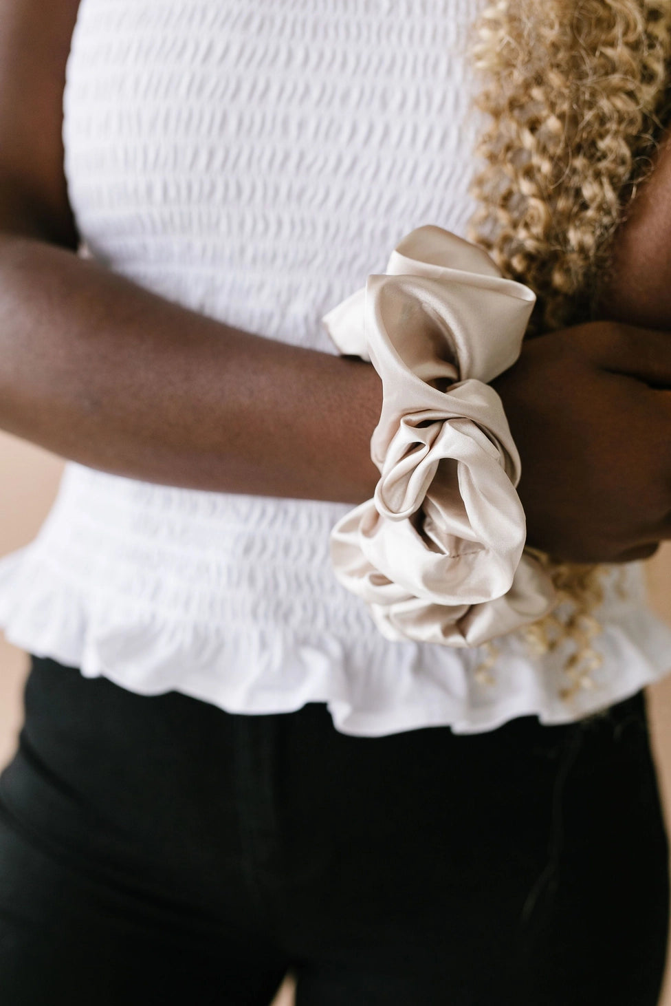 Latte Satin Jumbo Scrunchie