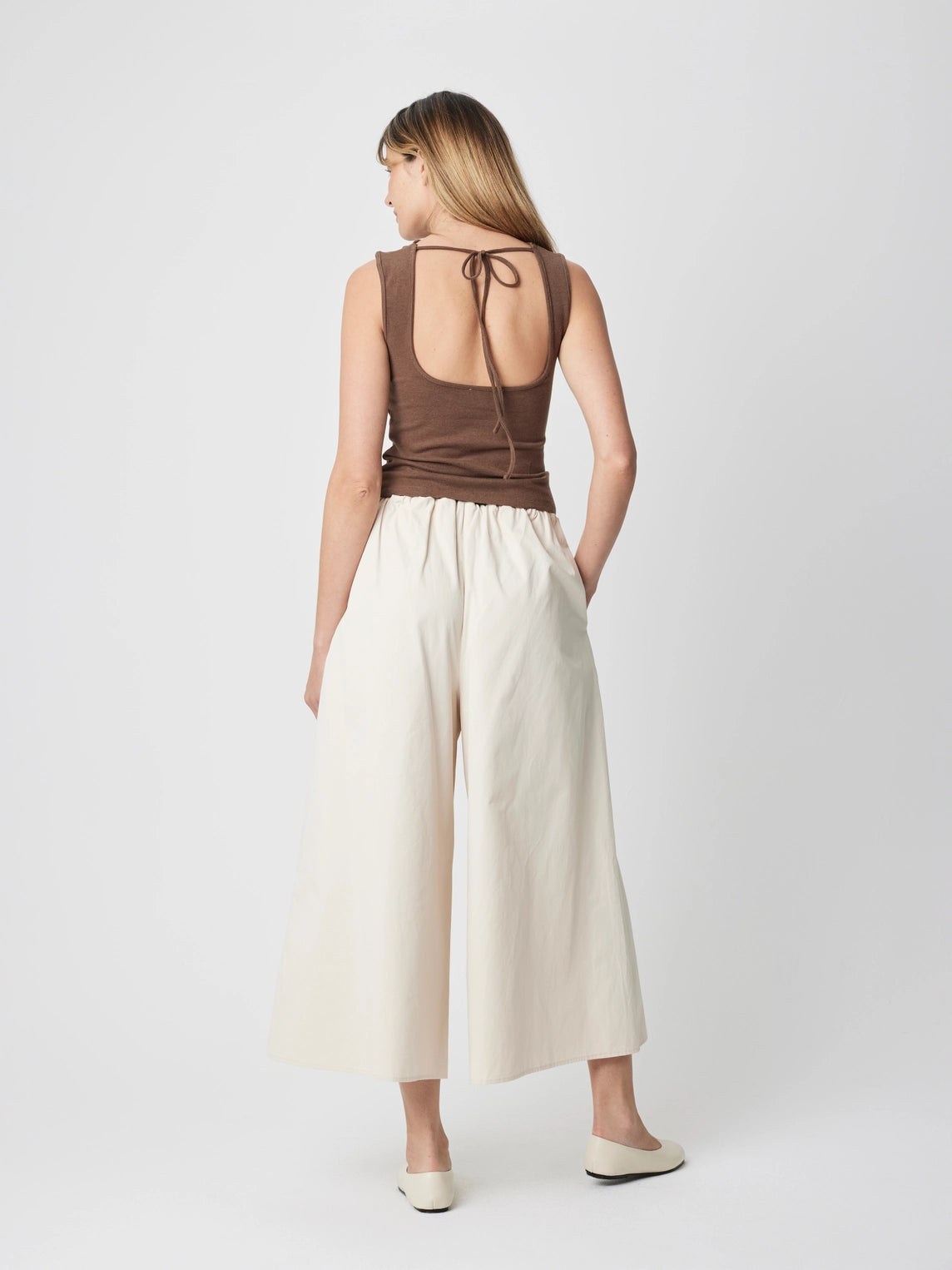 Brown Cowl Neck Knit Tank Top