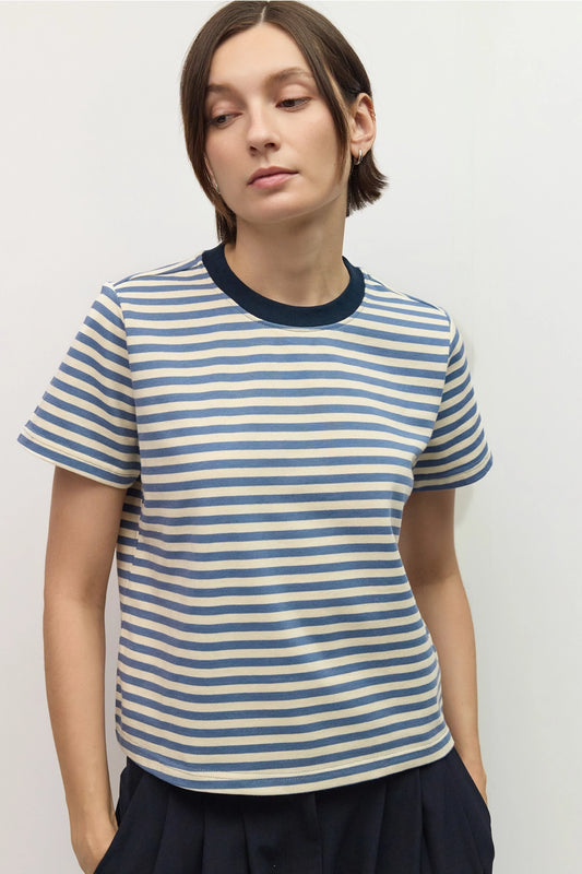 Blue & Cream Cooper Striped Tee