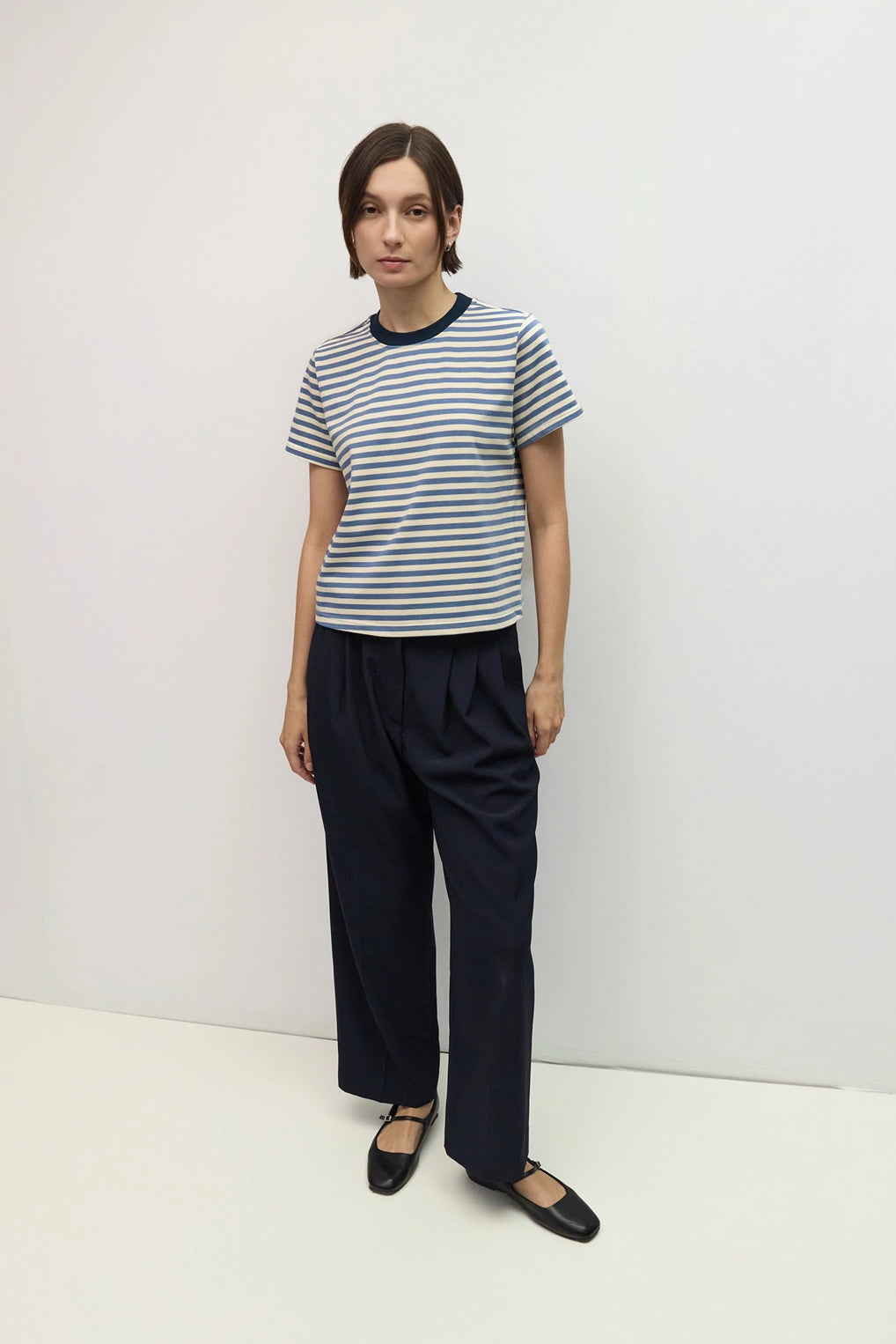 Blue & Cream Cooper Striped Tee