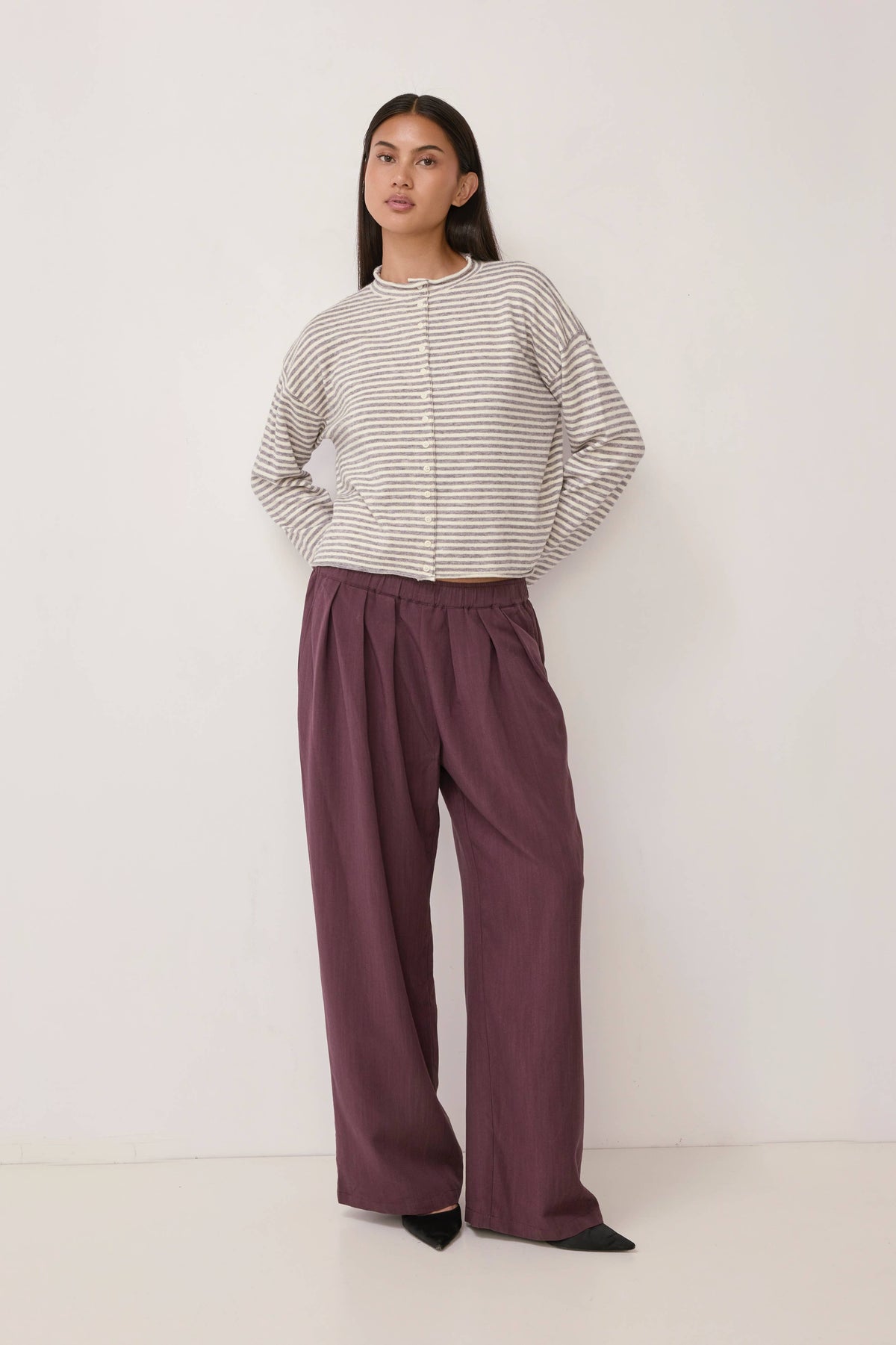 Heather Grey + Cream Elisa Cardigan